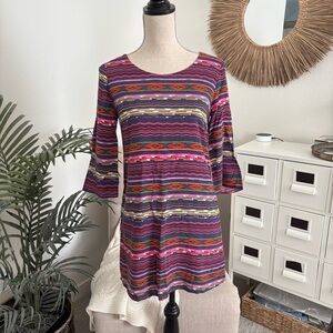 NWT Moonlight by Francesca’s Pink Multicolor Stripes Mod Shift Dress Small